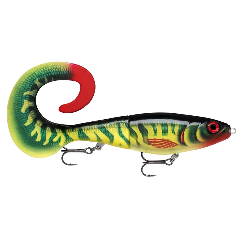 Rapala X-Rap Otus XROU-25 Fishing Lure â€“ 25cm Curl Tail Predator Bait â€“ 0.5â€“1m Running Depth â€“ ABS Body with PVC Tail â€“ VMC Hooks â€“ Spare Tail Included â€“ Hot Pike Color